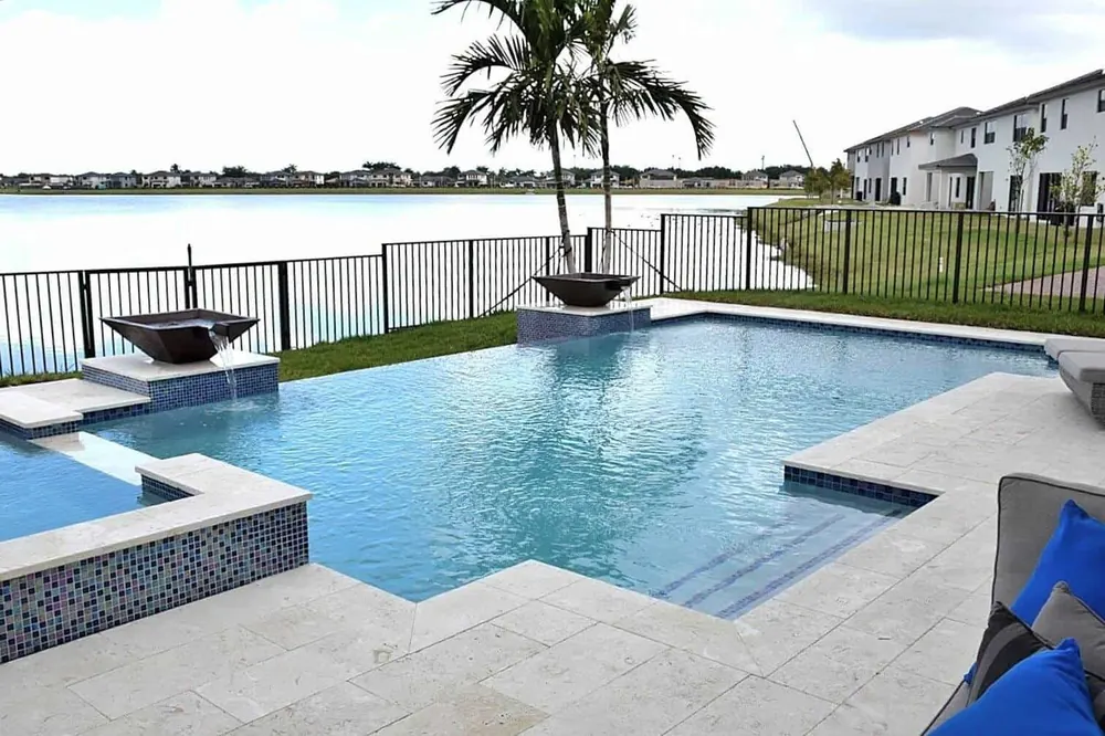 Custom backyard pool and patio built in South Florida