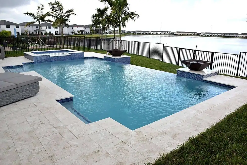 Inground pool with spa and water features in Miami-Dade County
