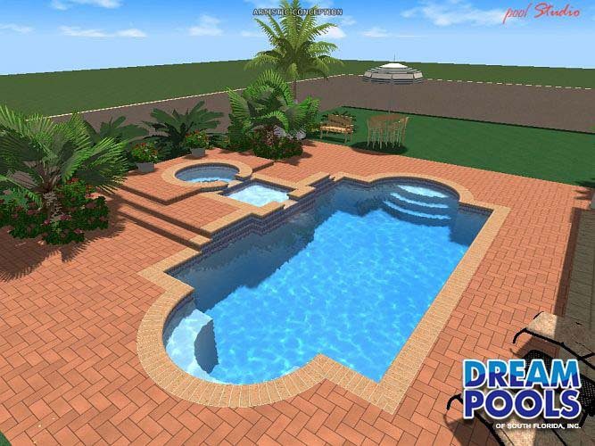 3D pool design rendering by Dream Pools FL showing a custom pool before construction