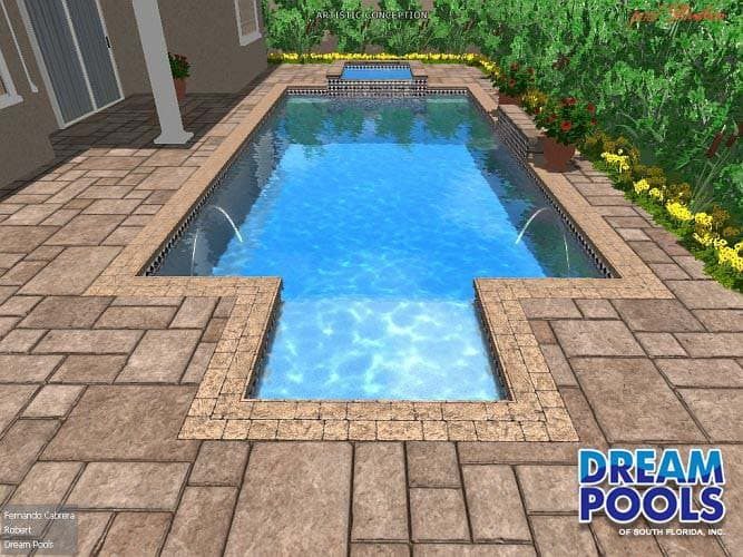 3D pool design rendering by Dream Pools FL showing a custom pool before construction