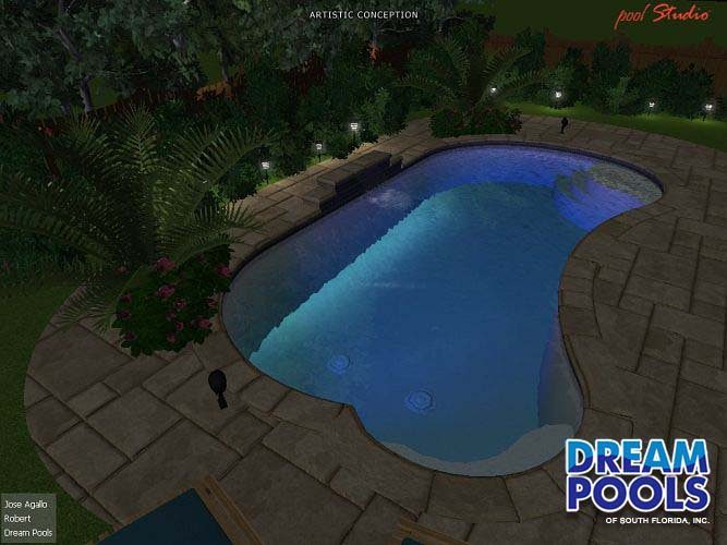 3D pool design rendering by Dream Pools FL showing a custom pool before construction