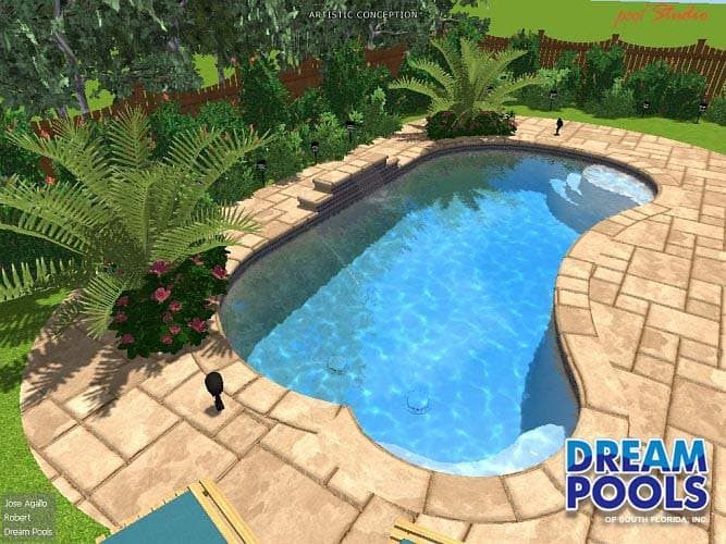 3D pool design rendering by Dream Pools FL showing a custom pool before construction