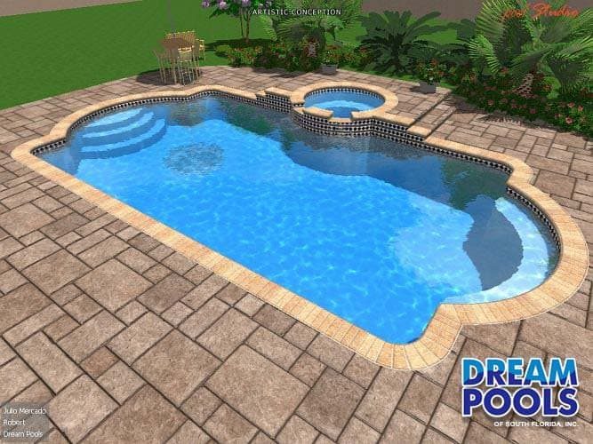 3D pool design rendering by Dream Pools FL showing a custom pool before construction