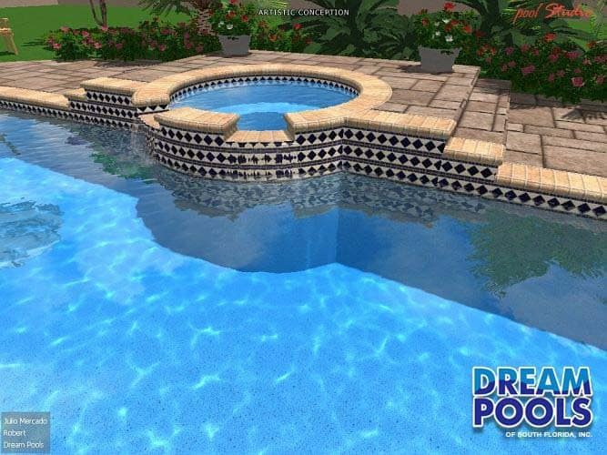 3D pool design rendering by Dream Pools FL showing a custom pool before construction