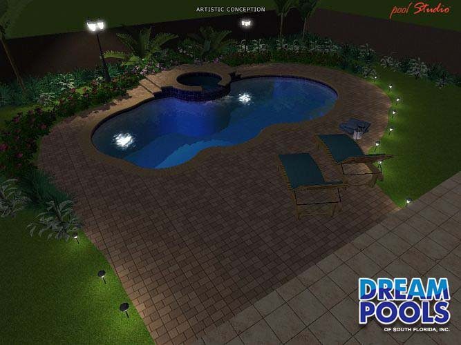 3D pool design rendering by Dream Pools FL showing a custom pool before construction