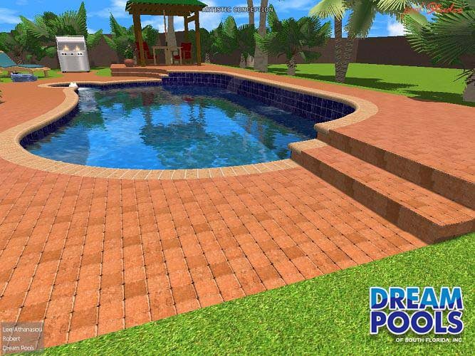 3D pool design rendering by Dream Pools FL showing a custom pool before construction