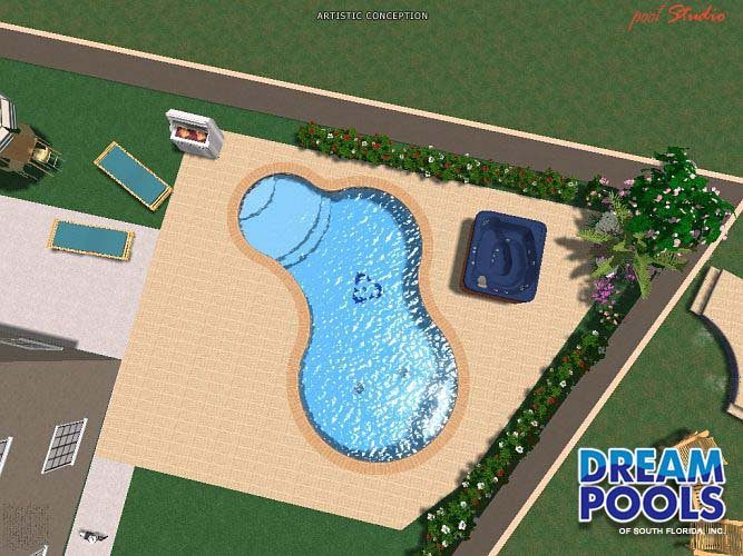 3D pool design rendering by Dream Pools FL showing a custom pool before construction