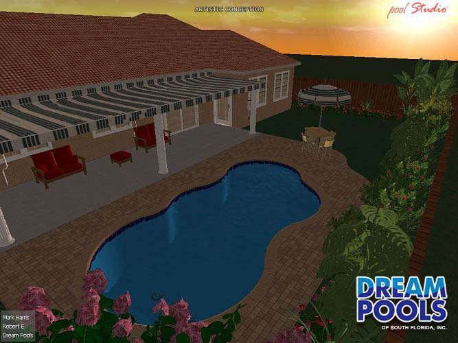 3D pool design rendering by Dream Pools FL showing a custom pool before construction