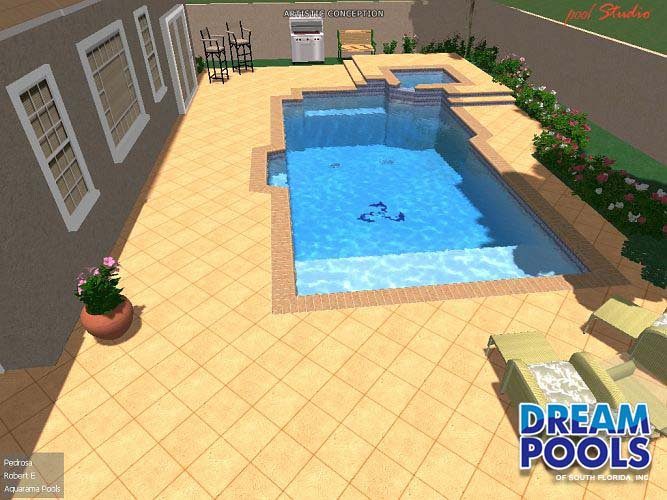 3D pool design rendering by Dream Pools FL showing a custom pool before construction