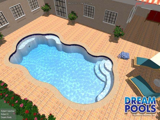 3D pool design rendering by Dream Pools FL showing a custom pool before construction