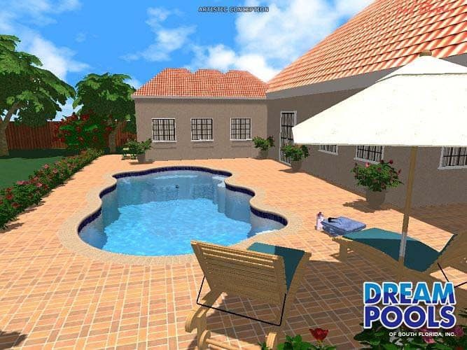 3D pool design rendering by Dream Pools FL showing a custom pool before construction