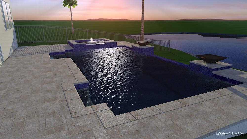 3D rendering of a custom Coconut Grove pool design before construction