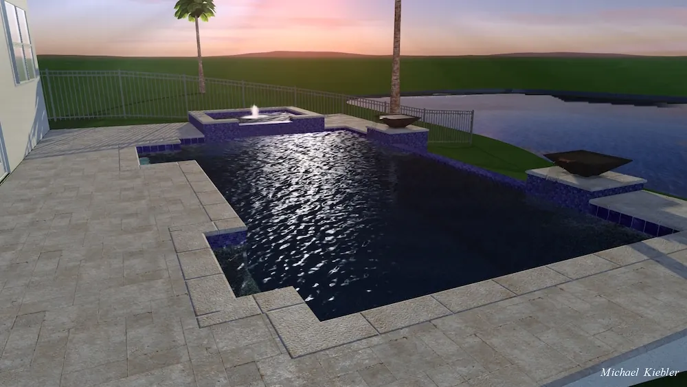 3D rendering of a custom Coral Gables pool design before construction