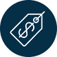 A white price tag icon with a dollar sign on a dark blue background symbolizes the convenience of automation systems in Miami-Dade County, FL.