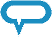 Blue speech bubble icon with a tail pointing downward, resembling a chat or text message symbol, on a transparent background.